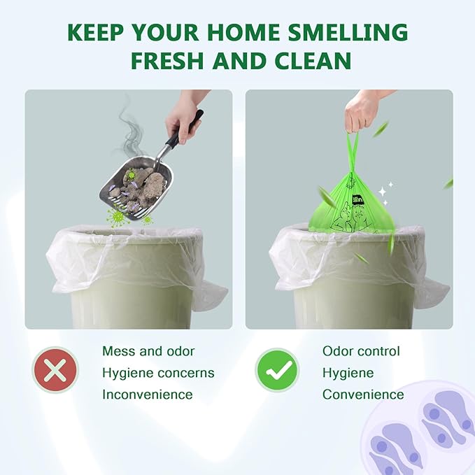 Biodegradable Poop Bags for Cat - 110 Count, Durable Cat Litter Bags for Poop with Handles, Scented Poop Bags for Litter Box, Leakproof Cat Waste Bags