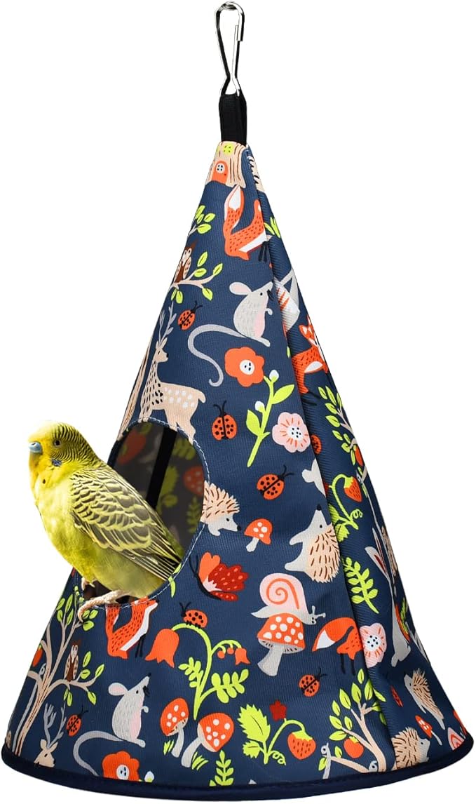 Parrot Cockatiel Warm House Bird Nest Bed All Season Hanging Hammock Birds Sleeping Bed Parrot Hideaway Bed Polyester Fabric Washable for Parakeet Cockatiels Budgies Lovebird