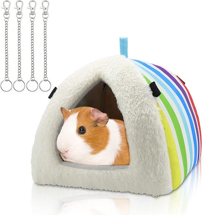 Wontee Guinea Pig Bed Guinea Pig Hideout Cozy Cave House for Hamsters Rats Hedgehog Guinea Pig Cage Accessories (Large, Rainbow)
