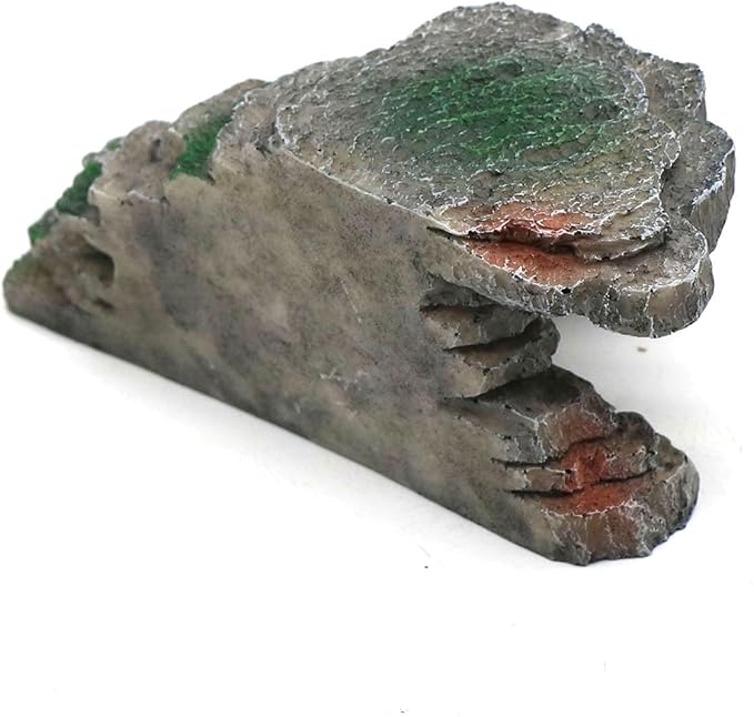 Gecko Hide Shale Scape Step Ledge, Reptile Cave Hideout Tank Accessories Decorations, Great for Reptiles, Amphibians, Leopard Gecko, Lizard, Frogs, Turtle (Small-B-7.3 * 4.4 * 3)