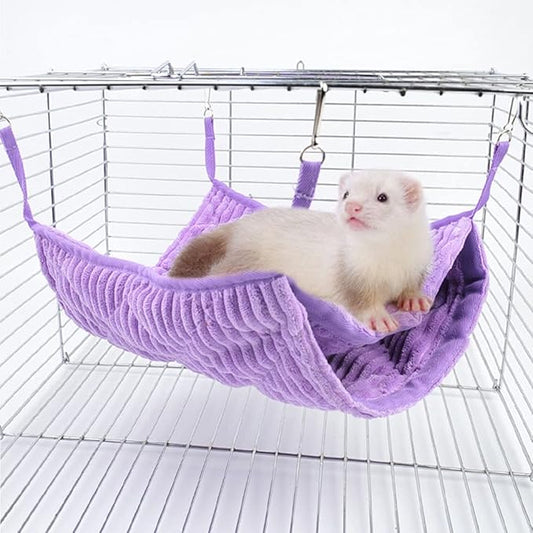 Large Ferret Hammock, Hanging Tunnel Bed for Cage Fit Rats Chinchilla - Purple