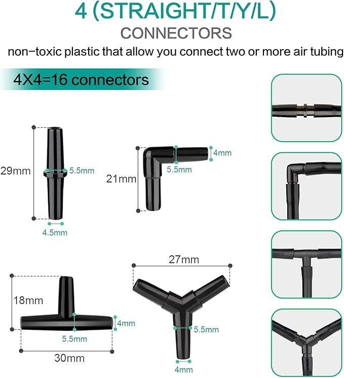 101 PCS 4 Inch Air Stone Disc Bubble Diffuser with Sucker, 52 ft Silicone Airline Tubing with Air Pump Accessories, 4 Control Valve,4 Check Valves, 12 Suction Cups for Hydroponics Aquarium Fish Tank