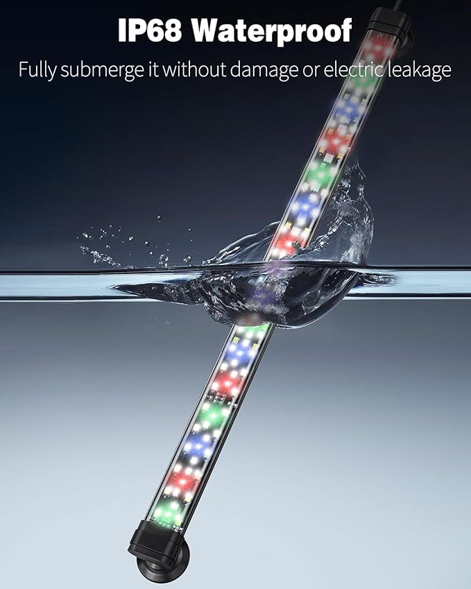 Pawfly 8 W Aquarium LED Light 16 Inch 24/7 Fish Tank Light with Full Spectrum IPX8 Waterproof Lights Multi-Colored LEDs with D/N Mode Single Color Effects Timer and Adjustable Brightness