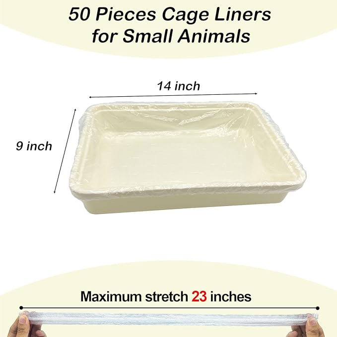 Disposable Small Animal Cage Liners, Rabbit Tray Film Liner Bunny Litter Pan Bags Guinea Pig Cage Toilet Plastic Film for Bird Hamster Chinchilla Hedgehog (50 PCS, 23'')