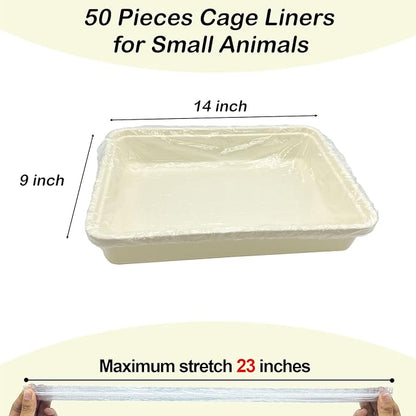 Disposable Small Animal Cage Liners, Rabbit Tray Film Liner Bunny Litter Pan Bags Guinea Pig Cage Toilet Plastic Film for Bird Hamster Chinchilla Hedgehog (50 PCS, 23'')