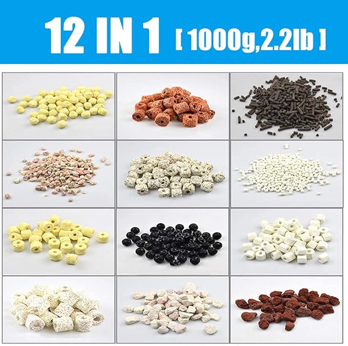 GOLDEAL Bio Balls Ceramic Rings Set, Aquarium Biological Filter Media with Mesh Bag for Fish Tank and Pond, Fish Tank Filter, Decorations, Accessories (2Pack,2.2lb)