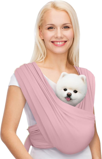 Dog Carriers for Small Dogs, Front Facing Dog Sling Carrier, Hands Free Cat Carrier, Size Adjustable, Reducing Back Pain, Premium Cotton, Safe and Soft Dog Carrier (Regular, Light Pink)