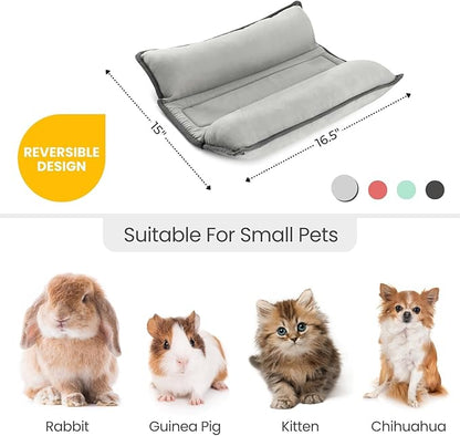 Rabbit Bed, Washable Bunny Pillow, Reversible Lounger Pad, Soft Small Animal Bedding, Stress Relief Pet Mat for Kittens, Guinea Pigs, Puppies