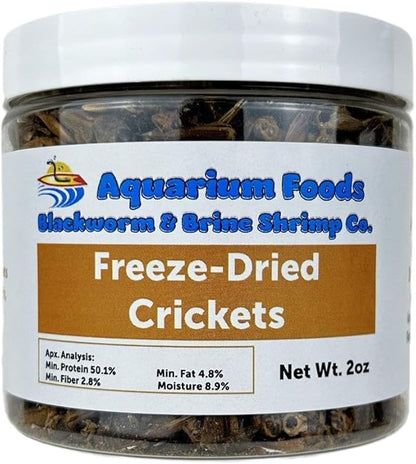 Aquatic Foods Inc. Crickets - Freeze-Dried All Natural Crickets for Large Fish, Reptiles, Turtles, Birds, Hamsters, Hedgehogs, Sugar Gliders, All Lizards…2oz Med Round Jar