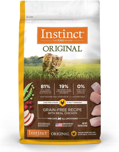 Instinct Original Dry Cat Food, Raw Coated Kibble, High Protein, Grain Free Recipe - Real Chicken, 11 lb. Bag