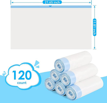 Cat Litter Bags 120 Count, 21.65"x11.8" Drawstring Close Litter Box Liners for Automatic Litter Box,Thick Cat Poop Bags,Easy to Clean,Heavy Duty Robot Bag for Self-Cleaning Box