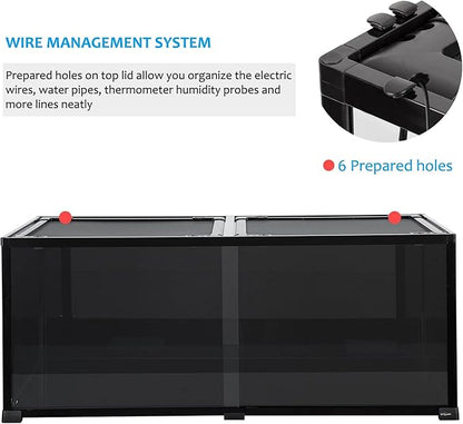 REPTI ZOO 68 Gallon Reptile Terrariums, 48" X 18" X 18" Reptiles Tanks Enclosure for Bearded Dragon Ball Python Snake, Black-Tinted ECO Glass Reptile Habitat with Sliding Door & Top Screen Ventilation