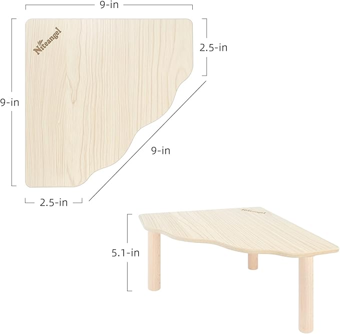 Niteangel Hamster Play Wooden Platform for Dwarf Syrian Hamsters Gerbils Mice Degus or Other Small Pets (Triangle - 4.7'' Height, Burlywood)