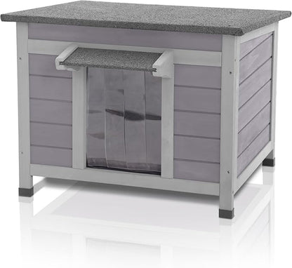 GUTINNEEN Outdoor Cat House Wooden Rabbit Hutch Outside Feral Cat Shelter Bunny Cage Guinea Pig Habitat Weatherproof(AIR12)