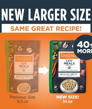 Instinct Freeze Dried Raw Meals, Natural Dry Dog Food, Grain Free - Grass Fed Lamb, 14 oz. Bag