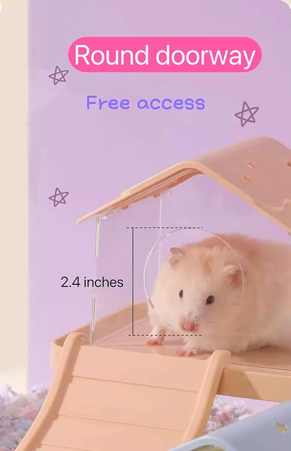 TUTU&LELE Hamster Hideout, Tiny House Nest, Starry Sky Habitat, Plush Cushion Bed for Dwarf Hamsters, Mice, Gerbils to Play, Sleep and Rest (Coffee)