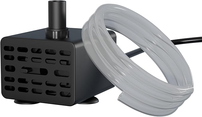 alizzy 50GPH Submersible Water Pump(180L/H, 3w) with USB Plug, Ultra Quiet Water Fountain Pump with 2.6ft. High Lift and 5ft. wire for Aquarium, Fish Tank, Water Feature, Pet Fountain and Hydroponics