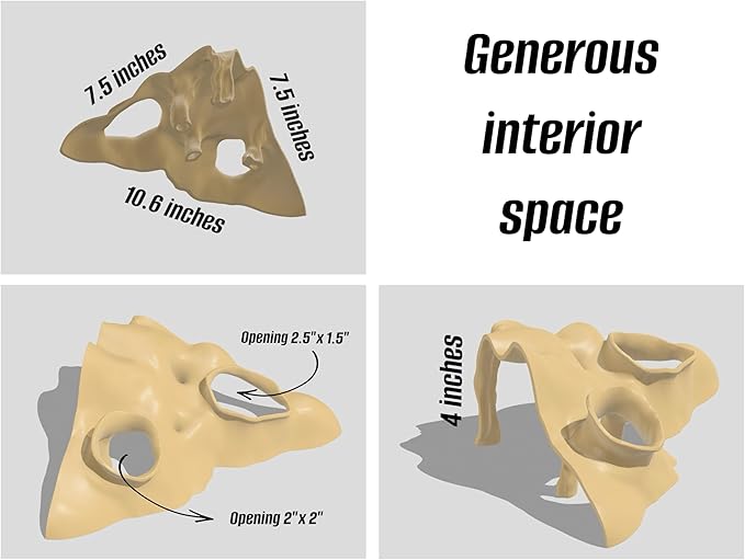 Aquarium & Terrarium Corner Cave – Faux Mangrove Root Hideout for Fish, Shrimp, Geckos, Snakes – Natural-Look Reptile Tank Decor in Textured Root Style (Desert Tan (Sand), 7.5''x7.5''x4'')