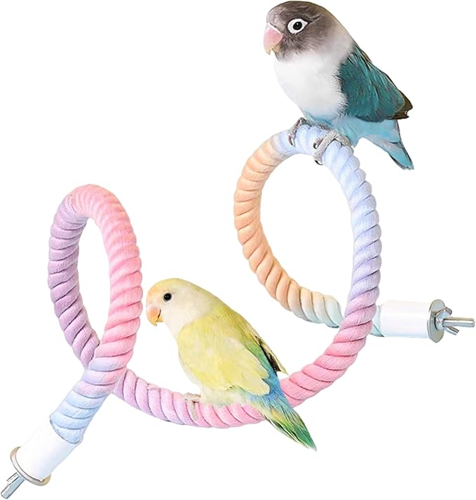 1pcs Gradient Colorful Bird Rope Perch Stand,Bird Cage Climbing Rope Toys Accessories,Bendable Climbing,Parakeet Lovebirds Cockatiels Budgies Play (31.4'')
