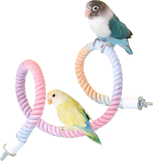 1pcs Gradient Colorful Bird Rope Perch Stand,Bird Cage Climbing Rope Toys Accessories,Bendable Climbing,Parakeet Lovebirds Cockatiels Budgies Play (31.4'')