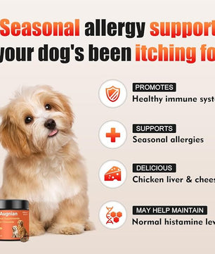 Allergy & Itch Relief for Dogs | Allergy, Itchy Skin & Immune Support with Salmon Oil, Quercetin, Colostrum and Probiotics -Nutritional Supplements 200 Soft Chews