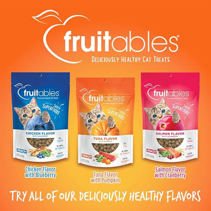 Fruitables Cat Treats, Healthy Treats for Cats, Low Calorie and Packed with Protein, Crunchy Biscuits, Free of Wheat, Corn and Soy, Made with Real Tuna and Pumpkin, 30oz