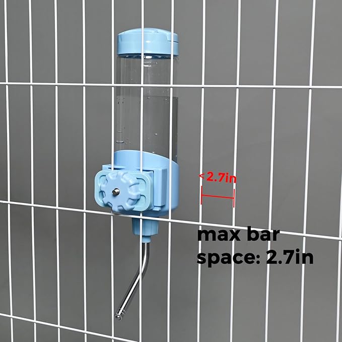 Vannon Top Fill Small Animal Water Dispenser for Cage, 23oz Auto Feeding Crate Water Bottle for Rabbit, Chinchilla, Ferret, Guinea Pig, Squirrel, Hedgehog, Pet Nozzle Diameter: 10mm, BPA Free, Blue
