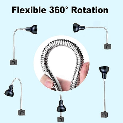 Reptile Heat Lamp, Lamp for Aquarium Turtle Tank with 25w+50w Basking Spot Light Bulbs and 360° Swivel Clamp for Turtle, Snake, Lizard, Cockatoo, Chameleon Etc, Yellow