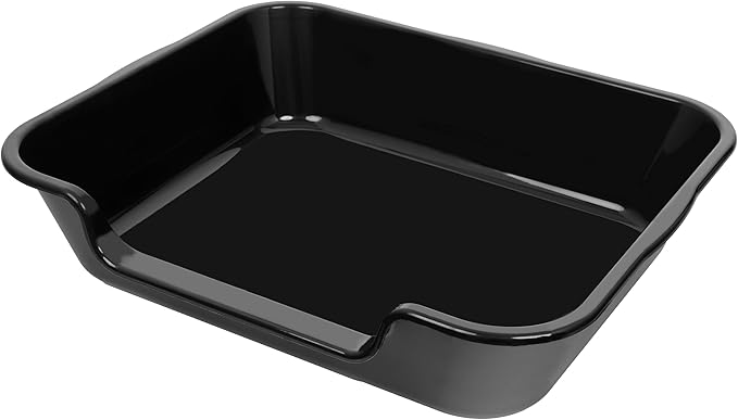 2 Pack Extra Large Dog Litter Box Pan Tray (ABS Material), Low Entry Jumbo Senior Litter Boxes for Multiple Kitten Big Cats, Pet Safe Indoor Dog Potty (Black, 24" L x 20" W)