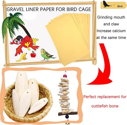 25PCS Gravel Paper for Bird Cage,11" x17" Bird cage Liner Gravel Paper Special for Bird Cage in sea Sand-Great for Hard-Billed Birds Safe& Clean & Easy for Improved Digestion…