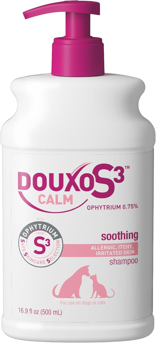 Douxo S3 Calm Shampoo, Contains 0.75% Ophytrium, Soothing, For Itchy, Irritated or Allergic Skin, For Dogs and Cats, 16.9 fl. oz. (500mL)