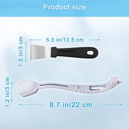 Bird Cage Cleaner Bird Cage Brush with Two Brush Heads Long Handle with Scraper for Cleaning Bird Parrot Cages Kennels Perches (Grey+Black)