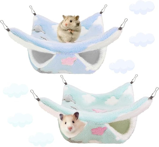 2 Pcs of Rat Hammocks Small Animal Hammock Rat Bed Guinea Pig Hammock Rats Cage Accessories for Small Animals Chinchilla Parrot Sugar Glider Ferret Squirrel
