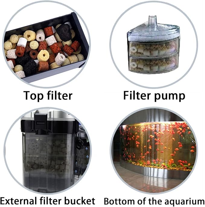 GOLDEAL Bio Balls Ceramic Rings Set, Aquarium Biological Filter Media with Mesh Bag for Fish Tank and Pond, Fish Tank Filter, Decorations, Accessories (1.1lb,1Pack)