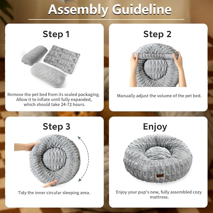 ShinHye Dog Bed for Small Dogs & Cats, Washable Calming Round Pet Bed with Non-Slip Bottom, Soft Indoor Puppy Bed(ZJ-Grey-28x28)