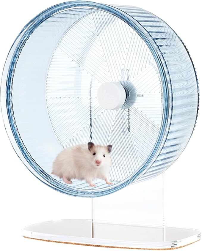 Super-Silent Hamster Exercise Wheel: Silent Spin Toys Hamster Running Wheels with Height Adjustable Stand for Hamsters Gerbils Mice Or Other Small Animals -6.5inch Blue