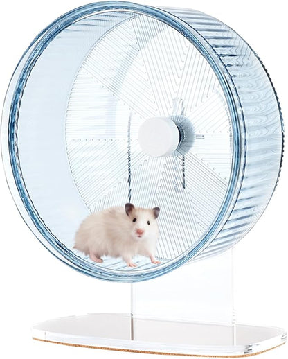 Super-Silent Hamster Exercise Wheel: Silent Spin Toys Hamster Running Wheels with Height Adjustable Stand for Hamsters Gerbils Mice Or Other Small Animals -6.5inch Blue