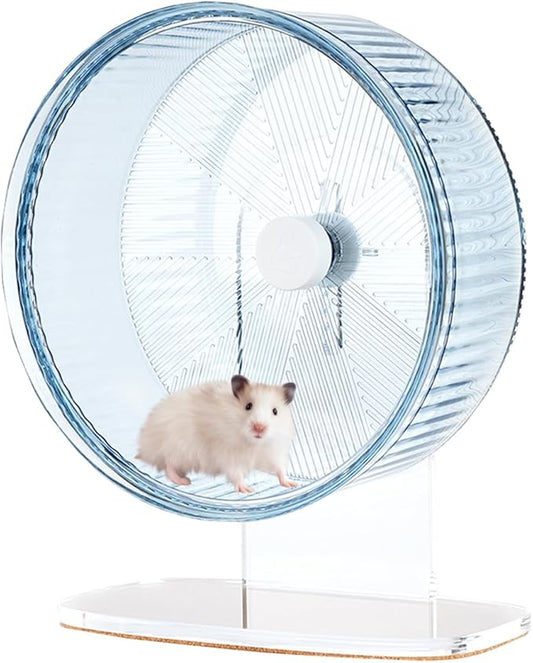Super-Silent Hamster Exercise Wheel: Silent Spin Toys Hamster Running Wheels with Height Adjustable Stand for Hamsters Gerbils Mice Or Other Small Animals -6.5inch Blue