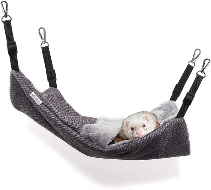 Small Animal Hammock Soft Warm Bed Hanging Pet Sleeping Bag for Ferret Squirrel Rat Sugar Glider - Gray
