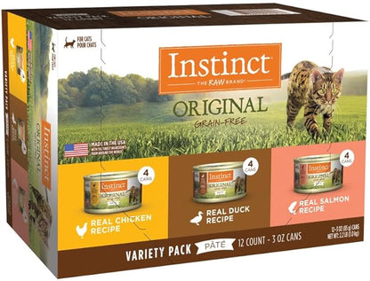Instinct Original Grain Free Recipe Variety Pack Natural Wet Canned Cat Food by Nature's Variety, 3 Ounce (Pack of 12)