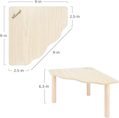 Niteangel Hamster Play Wooden Platform for Dwarf Syrian Hamsters Gerbils Mice Degus or Other Small Pets (Triangle - 5.9'' Height, Burlywood)