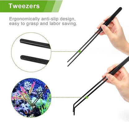 KABASI 4 in 1 Aquarium Coral Feeder Kit, 2PCS Coral SPS HPS Coral Feeder with 2PCS Tweezers, Long Arcylic Marine Reef Aquarium Syringe Liquid Fertilizer HPS Tube for Reef/Anemones/Eels/Lionfish