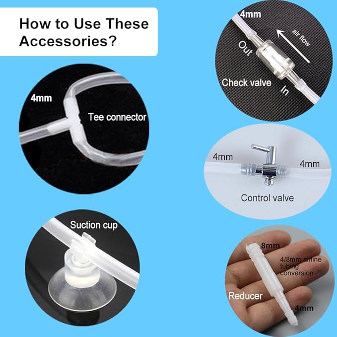 hygger Aquarium Air Stone Kit, Fish Tank Bubbler, Nano Furnace Flue Round Air Stone Disk Set, Small Bubbles and Ultra-High Dissolved Oxygen for Hydroponics (4 inch)