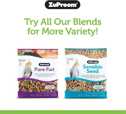 ZuPreem VeggieBlend Bird Food, Bird Feed Pellets for Parrots, Conures, Caiques, African Greys, Eclectus & Small Cockatoos, Parrot Food, Conure Diet, Made in USA, (Medium/Large, 3.25 lb)