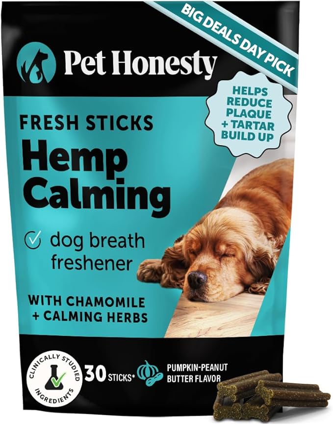 Pet Honesty Calming Fresh Sticks for Dogs – Dental Chews to Support Relaxed Behavior, Oral Health, and Fresh Breath – (30 ct)