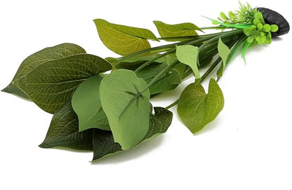 ALEGI Silk Aquarium Plants, 12 Inch Artificial Silk Plants Decorations for Fish Tank,Aquarium Décor Plastic Plants (Green, 2 Pack)