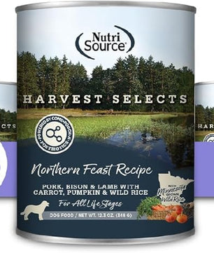 NutriSource Harvest Selects Northern Feast Dog Cans, Premium Wet Dog Food, 12.3 Ounce (Pack of 12)