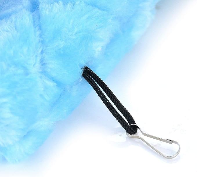 Winter Warm Bird Nest House Shed Hut Hanging Hammock Finch Cage Plush Fluffy Birds Hut Hideaway for Hamster Parrot Macaw Budgies Eclectus Parakeet Cockatiels Cockatoo Lovebird (M, Blue)