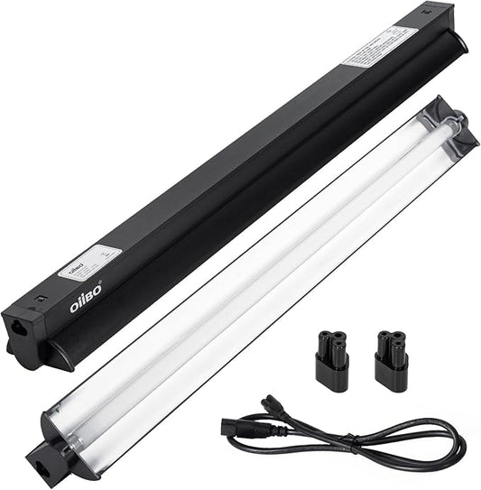 Oiibo UVB Reptile Light, 2PCS HO T5 10.0 UVB Reptile Light Fixture Kit, Connectable UVB Reptile Light for Large Terrarium, 24W Bearded Dragon UVB Light T5 Lamp Bulb