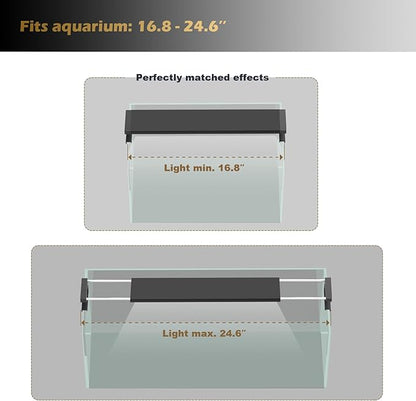 GLOWRIUM Smart Aquarium Light, Bluetooth + WiFi Dual Control Freshwater Fish Tank Light with App, Multi-preset Spectrum, Brightness Adjustable, Anti-Drop, Real Time Water Temperature Sensor (18-24 in)